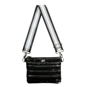 Think Rolyn Bum Bag 2.0 Crossbody Black Quilted Patent Purse